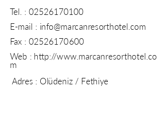 Marcan Resort Hotel iletiim bilgileri